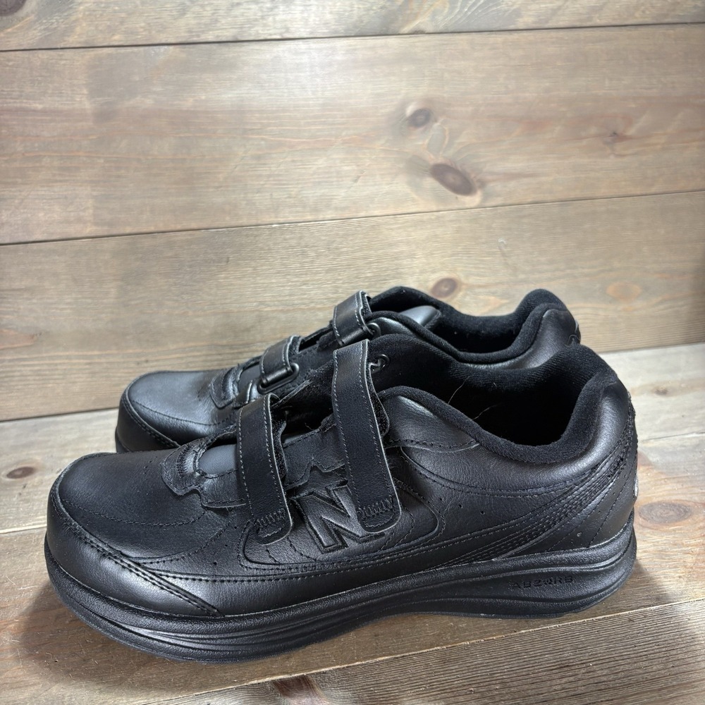 new balance 577 men size 8.5 wide 4E shoes black leather walking sneakers